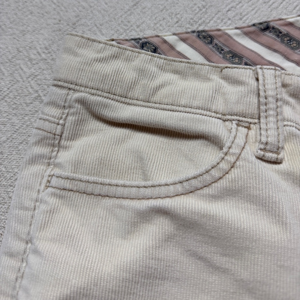 VTG Y2K GAP Cream Corduroy Mid Rise Flare Pants 8 Boot Cut Flap Pockets - Picture 5 of 9